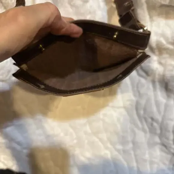 Michael Kors Dark Brown Woven Leather Shoulder Bag - Picture 8 of 11